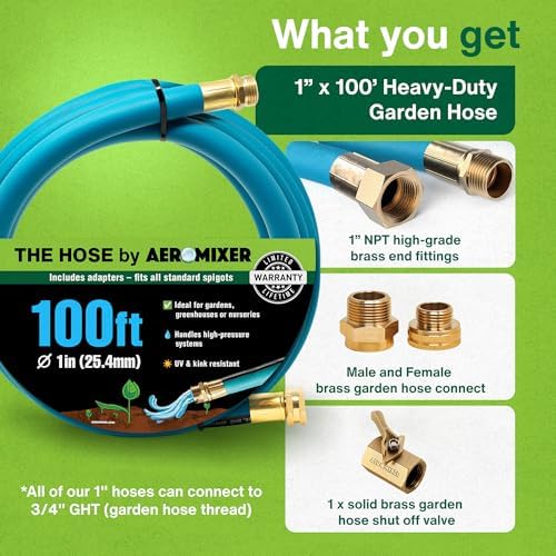 Aeromixer THE HOSE 1 Inch Garden Hose 100 Ft with Brass Valve & Adapter Set - Image 5