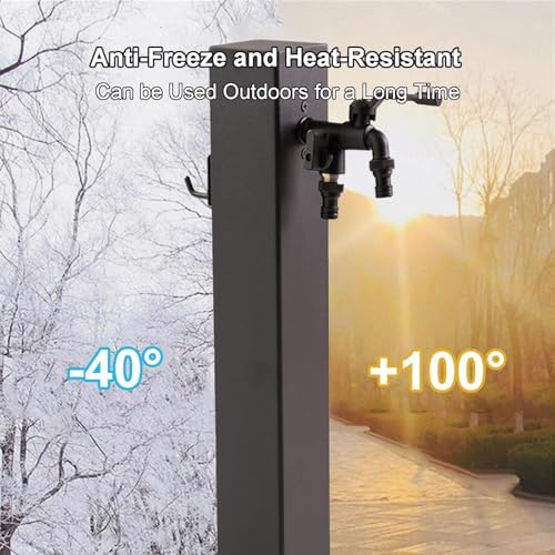 Outdoor Hydrant, Freestanding Antifreeze Water Column, Garden Fountain Watering Device, Stainless Steel Hose Holder with Double Water Outlet(80cm/31in) - Image 2