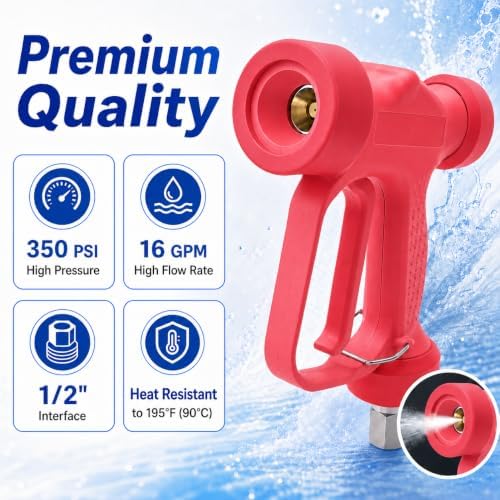 MINGOU Red Rear Entry Soft Wash Gun,350PSI 16GPM 1/2" BSP SS Swivel - Image 2