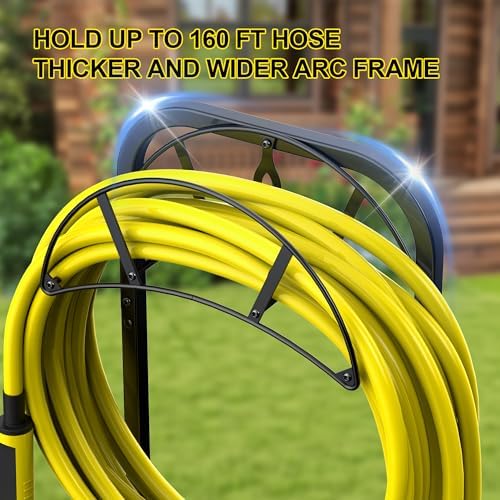 Suchek Garden Hose Holder, Upgraded 4 Spikes Water Hose Holder, Heavy Duty Hose Stand Holds 150ft Hose, Freestanding Hose Hanger, Hose Storage Organizer for Outside Yard Lawn (Black) - Image 2