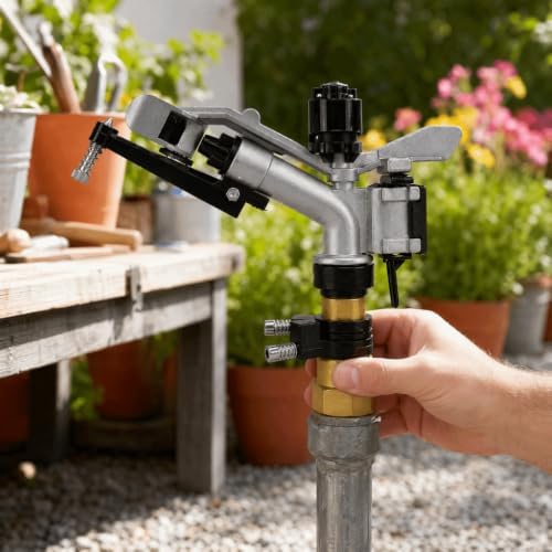 1" DN25 G1 Female Thread Impact Sprinkler Head, 360 Adjustable Rotation with 3 Interchangeable Nozzles for Farm Lawn Garden Irrigation - Image 4