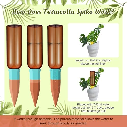 SiliFine 6 Sets Terracotta Watering Spikes,Brown and Mixed Color - Image 4