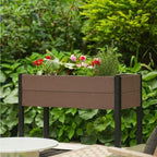 IDEALHOUSE 42.72"x19.49"x33.46" Raised Garden Bed, HDPE Elevated Planter Box with Sturdy Aluminum Frame, Wood Grain Outdoor Planter with Storage Shelf for Patio, Balcony, Lawn - Image 5