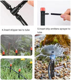 Drip Irrigation Kit,116FT DIY Premium Automatic Garden Watering Sprinkler System for Lawn Raised Bed Greenhouse Plant with 1/4'' and 1/2'' Tubing,Drip Emitters,Nozzels,Connectors Barbed Fittings - Image 6
