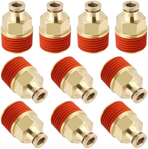 DOT Approved Male Straight Brass Union 1/4" Tube x 1/2" NPT, 10PCS by BOERAY