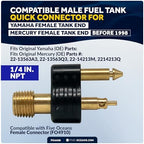 Five Oceans 1/4" NPT Male Fuel Tank Connector for All Yamaha Female Tank End Connector & Mercury Female Tank End Connector (Pre-1998), 2-Prong, Brass - FO4408 - Image 2