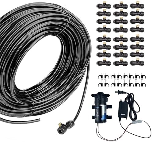 Adjustable Brass Misting Nozzle - Outdoor Cooling System with Copper Atomizing Nozzles, 27M (88.5ft) Micro Mist Kit for Gardens, Patios & Pools - 44 Nozzles Included,27M(88.5ft)-44 nozzles by Unknown