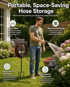 Freestanding Garden Hose Holder Stand – Heavy Duty Hose Hanger Stand, Outdoor Hose Organizer, Water Hose Stand Rack, Hose Butler Storage for Yard Lawn Garden（black） - Image 4