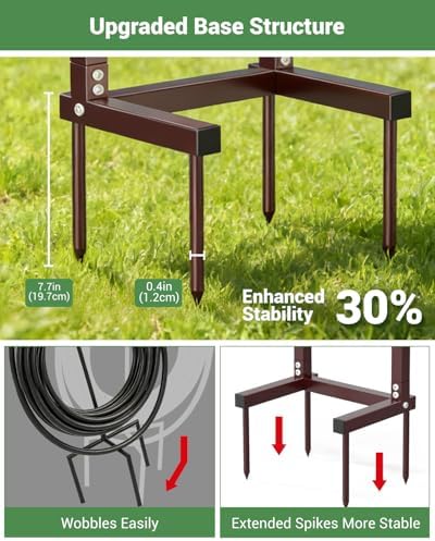 Garden Hose Holder, Freestanding Water Hose Reel Stand, Holds 160FT, Bronze - Image 3