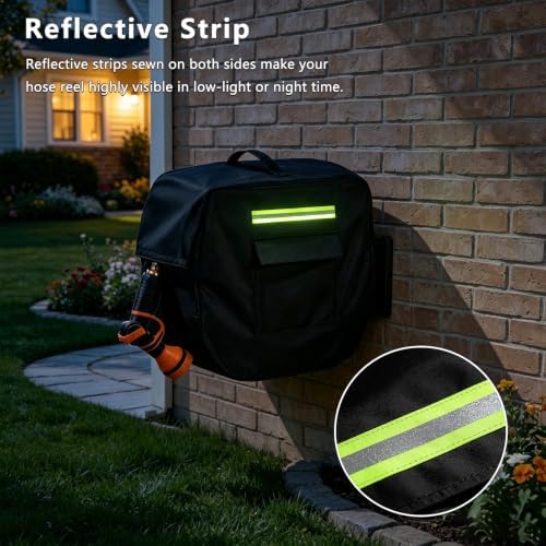 Retractable Garden Hose Reel Cover with Plush Lining, Heavy Duty 100% Waterproof Outdoor Wall Mounted Garden Hose Reel Cover with Side Pocket - 20.9" W x 11.4" D x 18.9" H (Cover Only) - Image 7