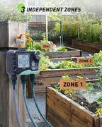 RAINPOINT 3 Zone Water Sprinkler Timer with Brass Inlet, IP65 Waterproof Hose Irrigation Timer, Rain Delay Manual Auto Watering System with Large LCD Display for Yard Lawn Garden, 2027 New Version - Image 3
