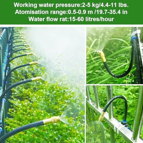 66FT 1/4 Inch 360° Adjustable Drip Irrigation Kit, 20 Copper Atomizing Nozzles Automatic Saving Water DIY Easy Install with Quick Connectors Garden Watering System for Flower Raised Bed Yard - Image 4