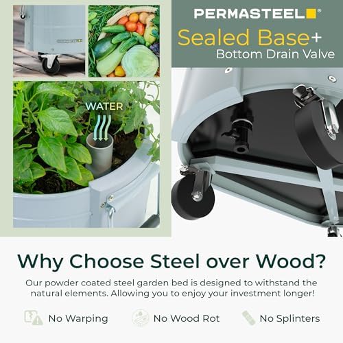 Permasteel Self-Watering Garden Bed, Rolling Planter for Vegetables, Flowers, Herbs, and Fruit, Outdoor Indoor, Caster Wheels, Blue - Image 5