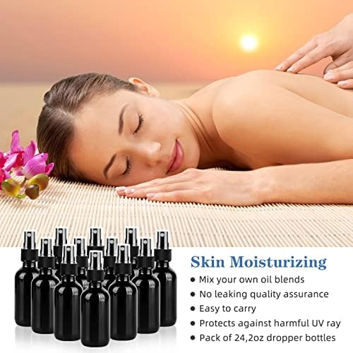 2oz Glass Spray Bottle, Fine Mist Boston Glass Bottles with Black Fine Mist Sprayer Small Clear Bottles for Essential Oils, Bath, Beauty, Hair & Cleaning, UV Black, Pack of 24 - Image 4