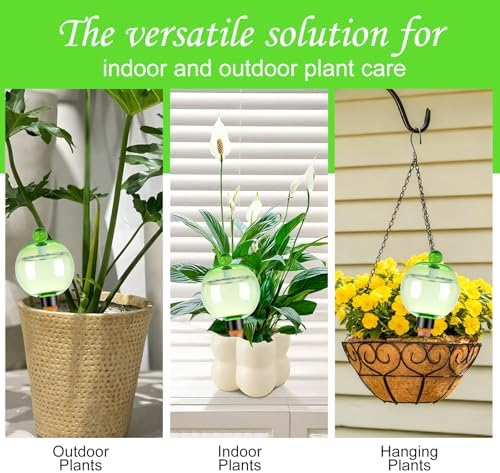 6 Pack Self Watering Globes 17oz Large Plant Watering Globes Top Fill, Self Water Planter Insert Indoor/Outdoor Plastic Water Bulbs Slow Release Terracotta for Plants, Green - Image 5