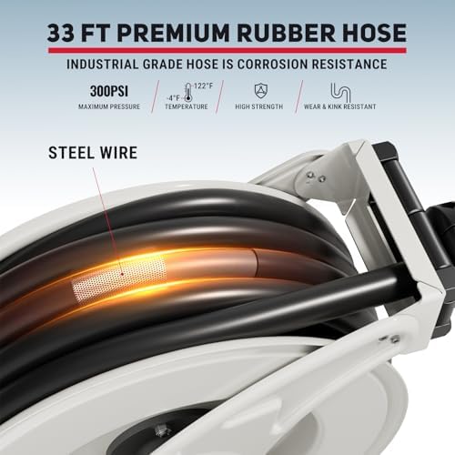 Fuel Hose Reel 3/4" x 33 ft, Retractable Diesel Reel with Nozzle - Image 7