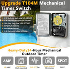 T104M Mechanical Timer Switch,208-277 VAC 5HP 40A DPST Pool Pump Timers Replacement,24-Hour12 ON/Off Cycles for Water Heater,Pool Pump,Lighting,Fans,Heavy-Duty Mechanical Time Switches(Mechanism Only) - Image 4