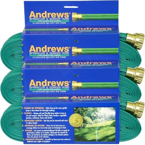 Andrews 1 in. D x 100 ft L Sprinkler Soaker Hose – Garden Hose for Lawn and Beds – Water 100ft for Yard Care – 100 Ft Garden Manguera Para Jardin – Pack of 3 by Unknown