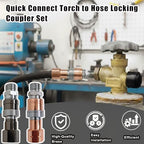 Oxy Acetylene Torch Hose Quick Connect Fittings B-Size 9/16"-18 4PCS - Image 3