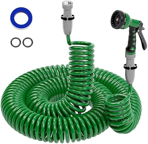 SPECILITE 3/8" Lightweight Coil Garden Hose 100 FT, EVA Flexible Water Hose by SPECILITE