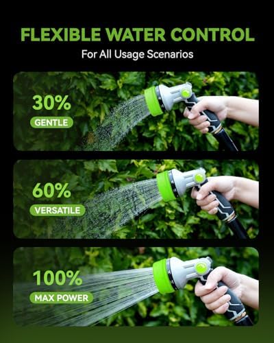 RAINPOINT Full-Metal Garden Hose Nozzle, Heavy Duty Water Hose Nozzle Sprayer With 10 Adjustable Patterns & High Flow,Thumb Control For Flow Adjustment, Ideal For Watering, Washing, Cleaning,Green - Image 5