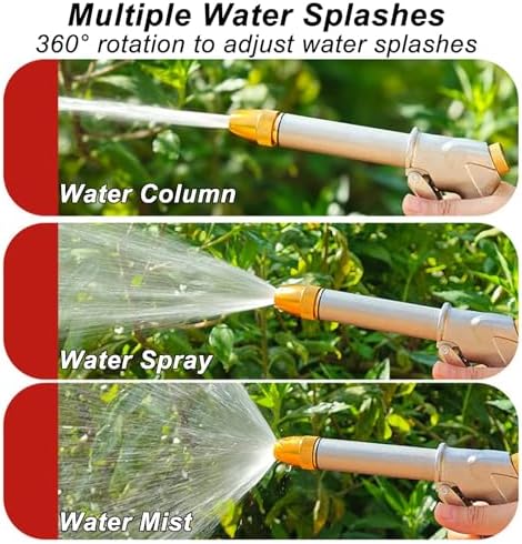 Outdoor Garden Water Column with 32ft Flexible Hose Spray Gun, Aluminum Alloy Freestanding Garden Water Column for Yard, Car Washing(60cm/24in) - Image 5