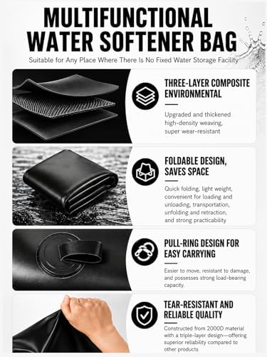 87 Gallon Water Bladder Tank, 2000D PVC Portable Water Storage Bag Black - Image 5