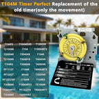 T104M Mechanical Timer Switch,208-277 VAC 5HP 40A DPST Pool Pump Timers Replacement,24-Hour12 ON/Off Cycles for Water Heater,Pool Pump,Lighting,Fans,Heavy-Duty Mechanical Time Switches(Mechanism Only) - Image 6