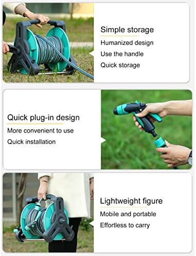 Garden Mobile Hose Reel with Water Pipe, Wall/Floor Mounted Water Hose Holder with Crank Handle, Portable Hose Storage Stand Water Pipe Rack, for Outside Gardening Car Cleaning Watering - Image 4