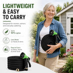 100FT Non-Expandable Flat Garden Hose with 10 Function Nozzle,No-Kink,Deep Black - Image 2