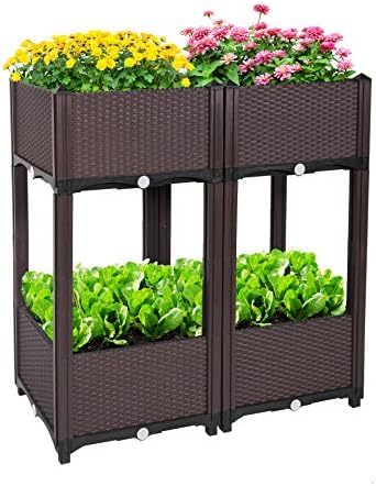 D'vine Dev Raised Beds - Elevated Garden Box with Drainage Plug, Standing Planter Beds for Vegetable/Flower/Herb Gardening Kit, RGB-4 by DvineDevPlanterPotsandStand