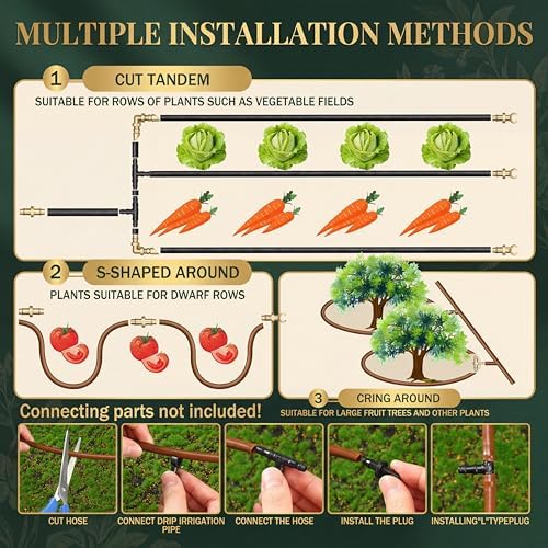250 ft 1/4'' Drip Irrigation Tubing with 6" Emitter Spacing Brown - Image 3