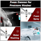 Pressure Washer Foam Gun & Dual Connector Accessory, Short Power Washer Gun & Foam Cannon & Double Tip Attachment Car Wash Kit, 1/4" Quick Connector, M22 Male Inlet, 4000 PSI Foam Sprayer - Image 3