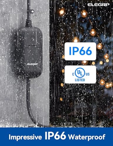 ELEGRP PQR10 Outdoor Smart Plug Waterproof IP66, WiFi Plug Compatible with Alexa & Google Assistant, Smart Outdoor Outlet for String Lights, No Hub Required, 1875W Max, UL Certified, 2 Pack, Black - Image 2