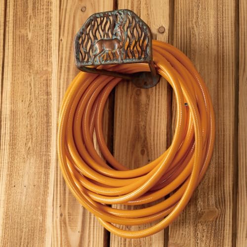 Garden Hose Holder Wall Mount for Outdoor Yard, 100 lbs Load Capacity Heavy-Duty Water Hose Hanger, Holds 150 Feet of Wall-Mounted Metal Deer Decorative Hose Rack Hook for Outside Patio, Garage by CLYBMetalArts