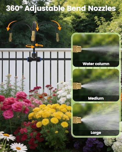 240FT Drip Irrigation System for Garden with 36 Nozzles –360° Adjustable Misting Nozzles, Quick-Connect Design, Ideal for Raised Beds, Lawns, Greenhouses & Outdoor Cooling - Image 3