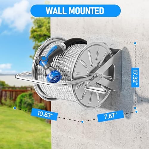 SPECILITE Stainless Steel Garden Hose Reel with 100FT Drinking Water Hose - Image 3