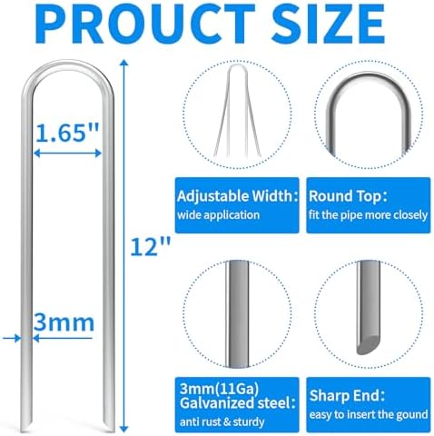 MySit 12 Inch 50 Pack Heavy Duty U Shaped Garden Stakes - Image 2