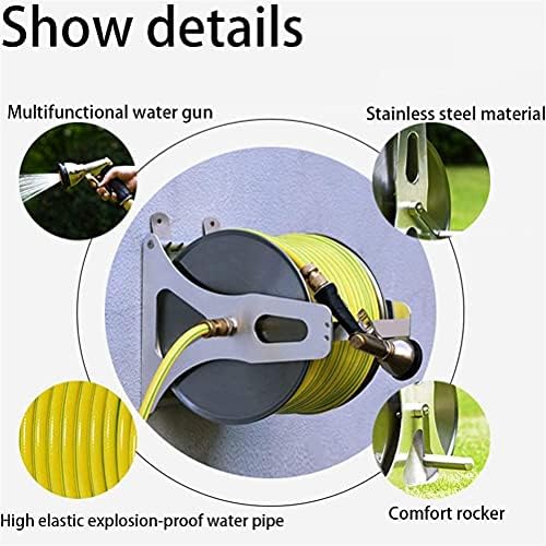 Stainless Steel Wall Mounted Hose Reel, Portable Stainless Steel Garden Holder Storage Durable for Atering Flowersyard Lawn Farm Patio(10m Water Pipe) - Image 5