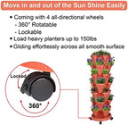GameXcel Vertical Planter Tower - 7 Tier Stackable Garden Planters with Wheels and Tools Plant Pots for Strawberry Herb Flower and Vegetable Indoor Outdoor Use Red 2 Pack - Image 6