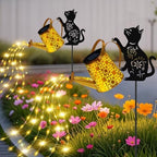 Solar Garden Lights Outdoor Decor, Watering Can with Cat Stake, Waterproof by ZFNN