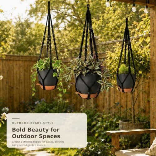 3 Pack Large Hanging Planters for Indoor Plants with Macrame Plant Hangers - Image 5