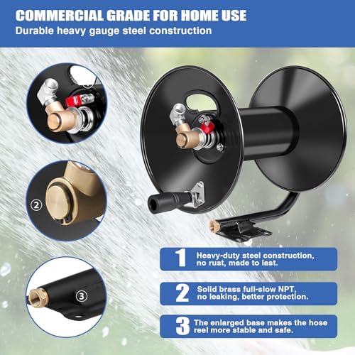MEKOH Pressure Washer Hose Reel 100ftx3/8”/130ftx1/4” ＆ MEKOH Pressure Washer Surface Cleaner 20'' - Image 5