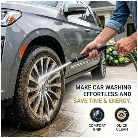 Home High Pressure Hose Nozzle Car Wash Water Gun, with 360°Adjustable 3-Mode Spray,Duty Metal Garden Hose Nozzle with Leak Proof Brass Connector for Car Wash, Lawn, Patio Cleaning(1PC) - Image 5
