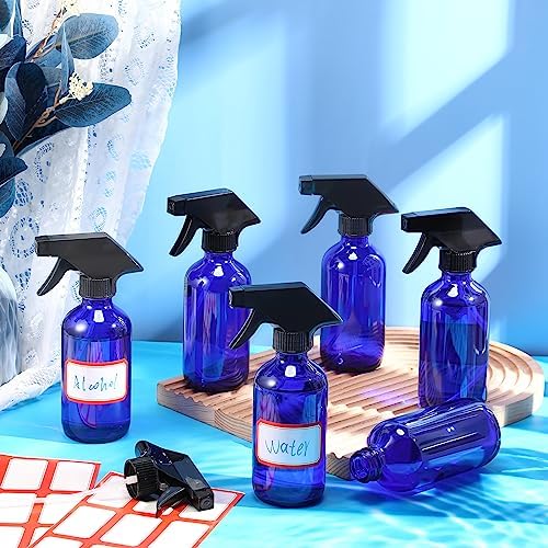 Norme 12 Pcs 8 oz Glass Spray Bottles, Funnels and Labels, Blue, Classic - Image 7