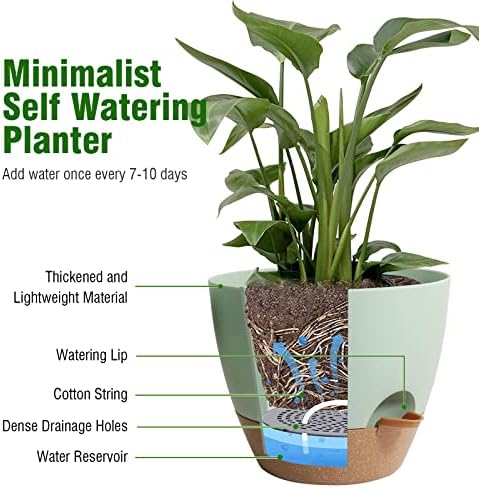 WSMKSZ 12/10/9 inch Self Watering Pots for Indoor Outdoor Plants, Set of 3 - Image 5