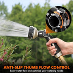 RESTMO Hose Nozzle with Easy Self-Lock Trigger, Heavy Duty Metal Water Hose Sprayer with 9 Spray Patterns and On/Off Valve, High Pressure | Thumb Flow Control, Ideal for Outdoor Lawn & Plant Watering, - Image 3