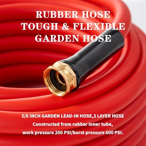 Garden Hose 75ft x 5/8” Hot/Cold Water Hose, -50°F to 190°F, Red - Image 3