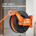 VEVOR Retractable Air Hose Reel with Double Arms, 3/8 IN x 65FT Hybrid Air Hose Max 300PSI, Air Compressor Hose Reel with 5FT Lead in, Ceiling/Wall Mount Heavy Duty Steel Reel for Workshop Garage - Image 2