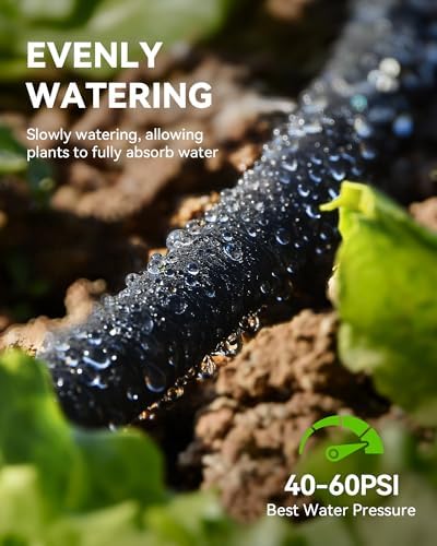RAINPOINT 1/2'' Soaker Hose 50ft for Garden, Drip Irrigation Hose, Water Seeper Soaker Hoses for Foundation Watering, Save 80% Water for Vegetable Gardens, Flower Beds, Lawns, Orchards, Green - Image 2